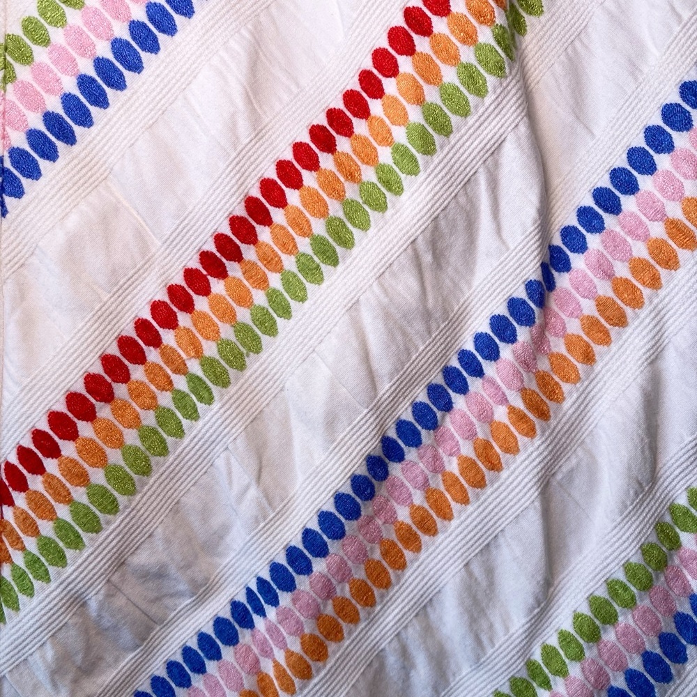Talbots Petite Rainbow Chevron Embroidered A-Line Skirt | Eclectic Boho Retro - Picture 11 of 13